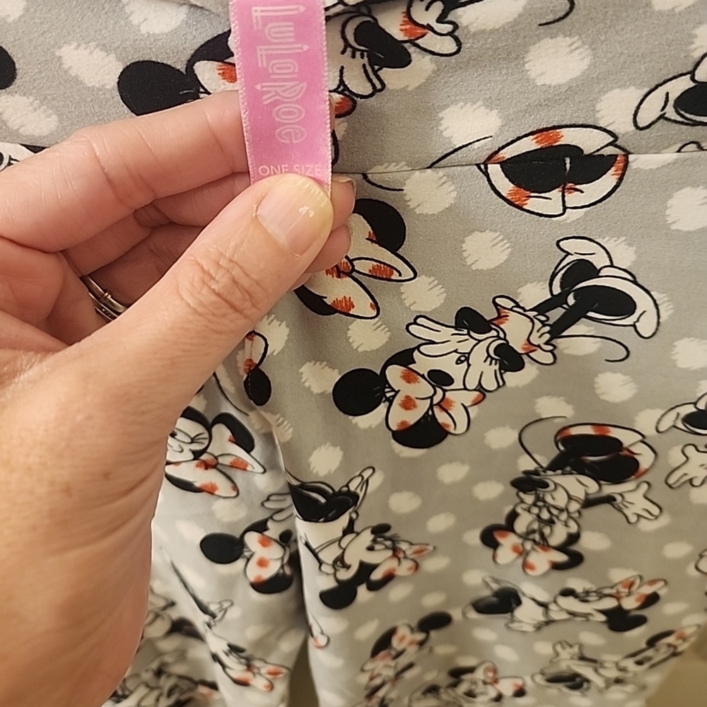 LuLaRoe Gray Minnie Mouse Leggings One Size - Picture 2 of 4